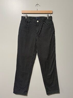 Chaps Classic Slim Straight Fit Mid Rise Polkadot Pants